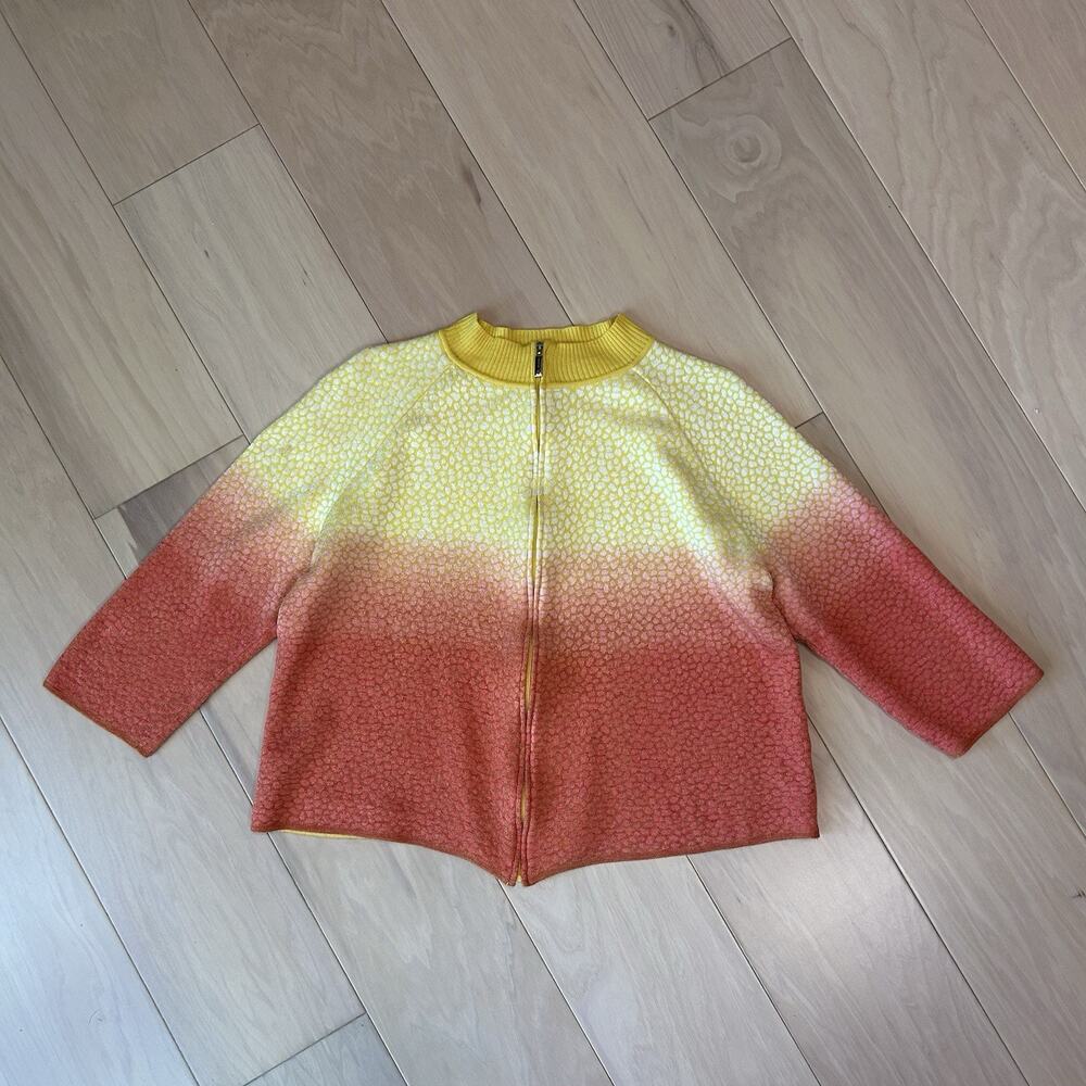 SoCa St. John Ombré Zip-Up Knit Jacket Gradient *Holes Women’s Large